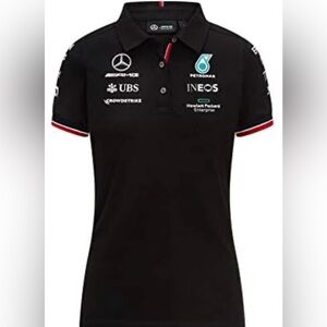 Formula 1 Mercedes AMG Petronas Black Polo with Red Accents